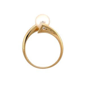 18ct Gold Diamond & Pearl Set Twist Ring