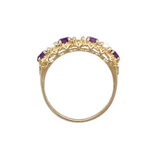 Load image into Gallery viewer, 9ct Gold Pearl &amp; Amethyst Set Band Ring
