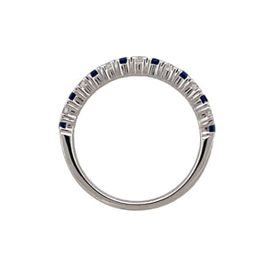 18ct White Gold Diamond & Sapphire Set Band Ring
