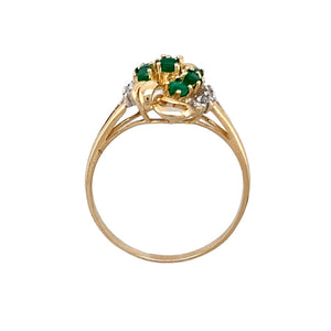 14ct Gold Diamond & Emerald Set Dress Ring