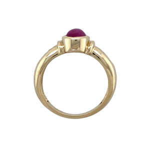 9ct Gold Ruby & Cubic Zirconia Cabochon Set Ring