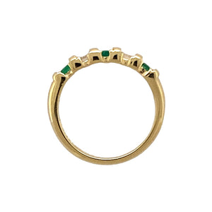 18ct Gold Diamond & Emerald Set Band Ring