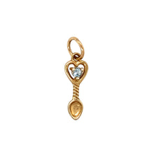 Load image into Gallery viewer, New 9ct Gold &amp; Aquamarine Set March Birthstone Lovespoon Pendant
