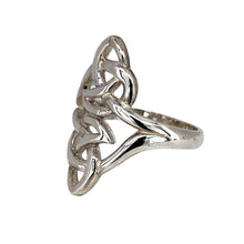 Load image into Gallery viewer, New 925 Silver Celtic Knot Ring in size N with the weight 3.70 grams. The front of the ring is 23mm high
