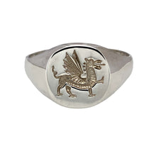 Load image into Gallery viewer, New 925 Silver Welsh Dragon Rounded Signet Ring
