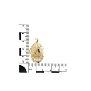 9ct Gold & Diamond Set Patterned Oval Locket
