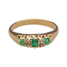 Load image into Gallery viewer, 18ct Gold Diamond &amp; Emerald Set Band Ring
