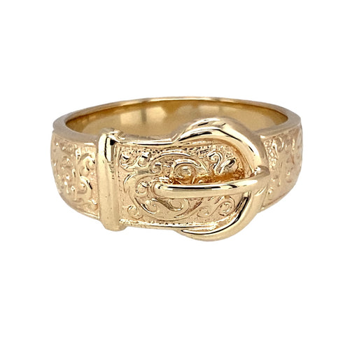 9ct Gold Patterned Buckle Ring
