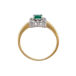 18ct Gold Diamond & Emerald Set Halo Ring
