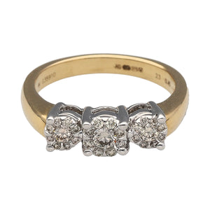 New 9ct Gold & Diamond Set Trilogy Halo Ring