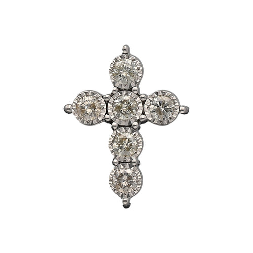 New 9ct White Gold & Diamond Set Cross Pendant