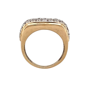 9ct Gold & Diamond Pave Set Flat Front Band Ring