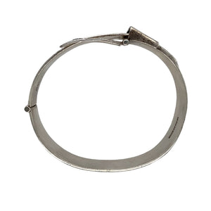 925 Solid Silver Engraved Patterned Buckle Bangle