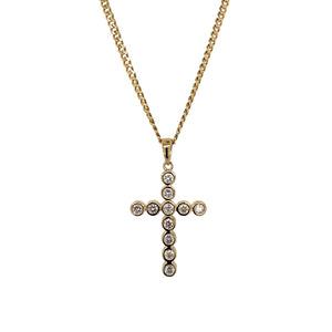 18ct Gold & Diamond Set Cross 18" Necklace