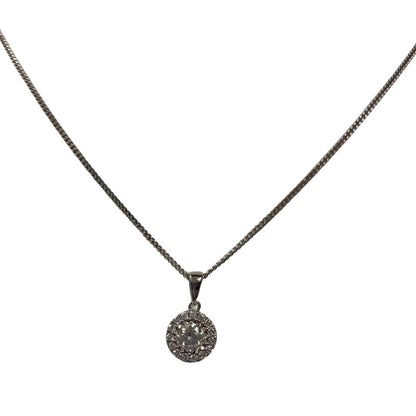 New 9ct White Gold & Diamond Halo Set Pendant