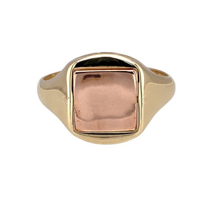 Preowned 9ct Yellow and Rose Gold Blue Enamel Masonic Spinning Signet Ring in size R with the weight 5.30 grams. The front of the ring is 13mm high