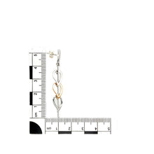 Load image into Gallery viewer, 9ct White Gold Bar Leaf Dropper Earrings
