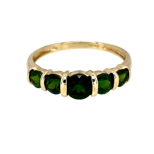 9ct Gold & Chrome Diopside Set Band Ring