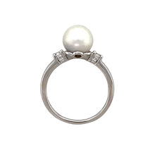 Load image into Gallery viewer, 9ct White Gold Pearl &amp; Cubic Zirconia Set Ring
