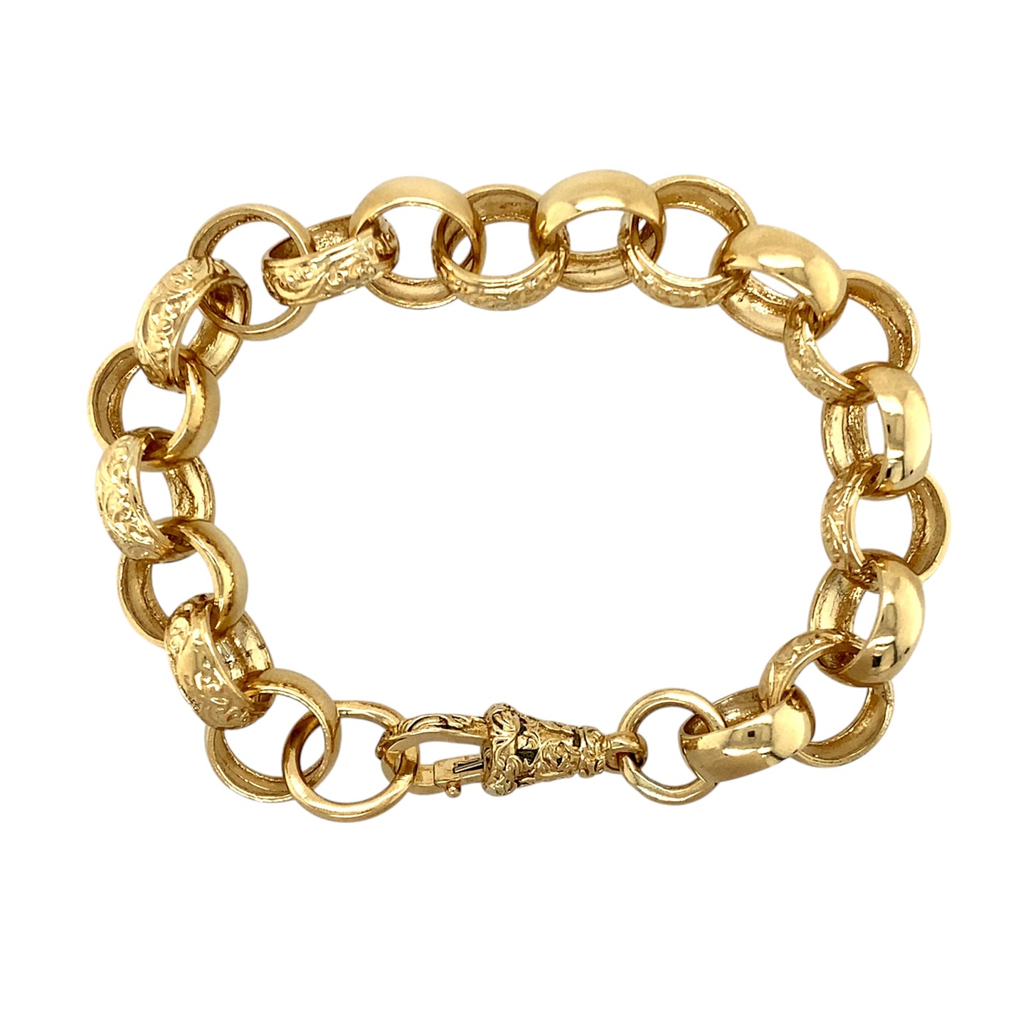 New 9ct Solid Gold 8" Patterned Belcher Bracelet