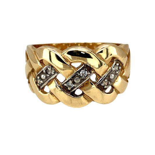 New 9ct Gold & Cubic Zirconia Set Knot Ring