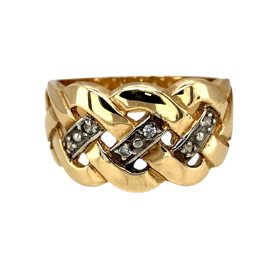 New 9ct Gold & Cubic Zirconia Set Knot Ring