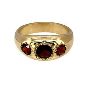 New 9ct Gold & Garnet Set Trilogy Ring