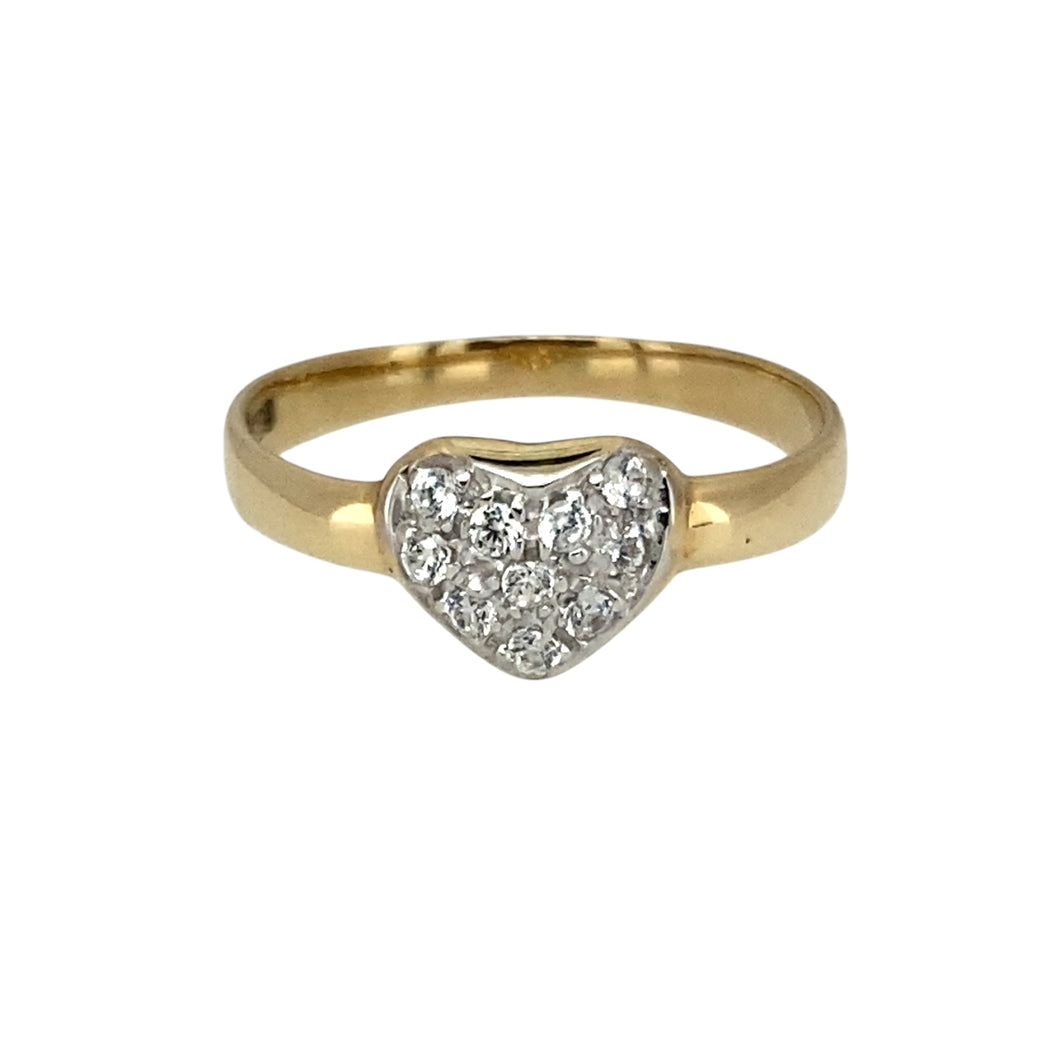 New 9ct Gold & Cubic Zirconia Set Heart Signet Ring