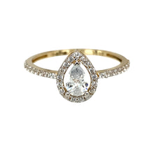 Load image into Gallery viewer, New 9ct Gold &amp; Cubic Zirconia Set Teardrop Halo Ring
