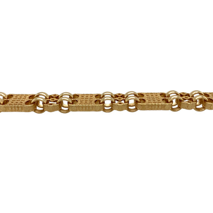 New 9ct Gold 7.75" Double Patterned Gypsy Style Link Bracelet