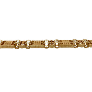 New 9ct Gold 7.75" Double Patterned Gypsy Style Link Bracelet