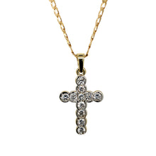 Load image into Gallery viewer, 9ct Gold &amp; Cubic Zirconia Set Cross 18&quot; Necklace
