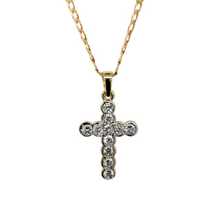 9ct Gold & Cubic Zirconia Set Cross 18" Necklace