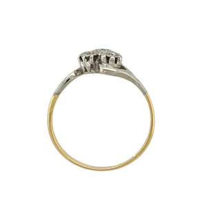 18ct Gold & Platinum Diamond Set Vintage Three Stone Ring