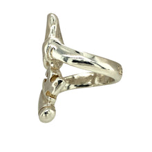 Load image into Gallery viewer, Preowned 925 Silver Uno De 50 Key Wrap Around Ring in size O with the weight 11.90 grams. The front of the ring is 3.3cm high
