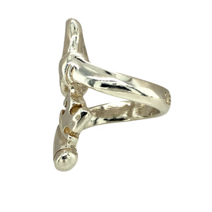 Preowned 925 Silver Uno De 50 Key Wrap Around Ring in size O with the weight 11.90 grams. The front of the ring is 3.3cm high
