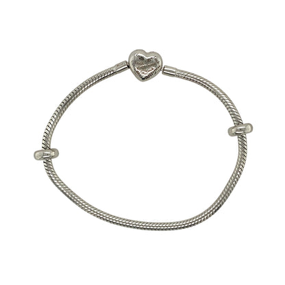 Preowned 925 Silver Clogau with 9ct Rose Clogau Heart 7.5" Charm Bracelet with the weight 15.10 grams