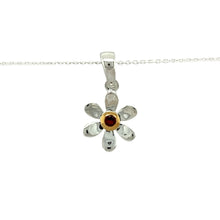 Load image into Gallery viewer, 925 Silver &amp; Garnet Set Flower Birthstone 16&quot; - 18&quot; Necklace
