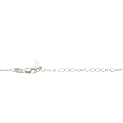 925 Silver & Blue Topaz Set Flower March Birthstone 16" - 18" Necklace