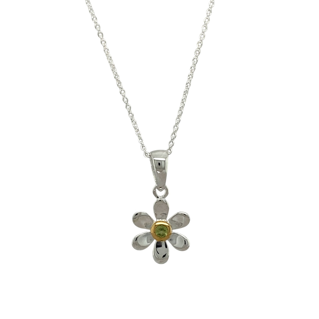 925 Silver & Peridot Set Flower August Birthstone 16