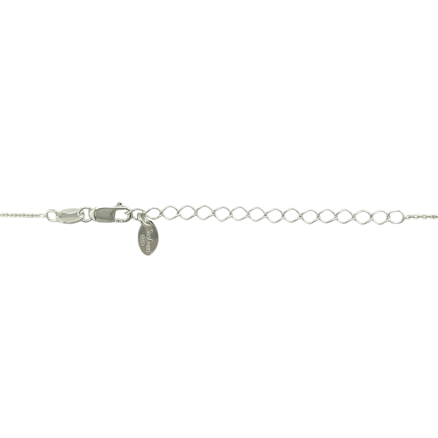 925 Silver & Sapphire Set Flower September Birthstone 16" - 18" Necklace
