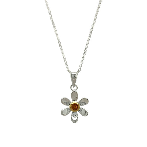 925 Silver & Citrine Set Flower November Birthstone 16