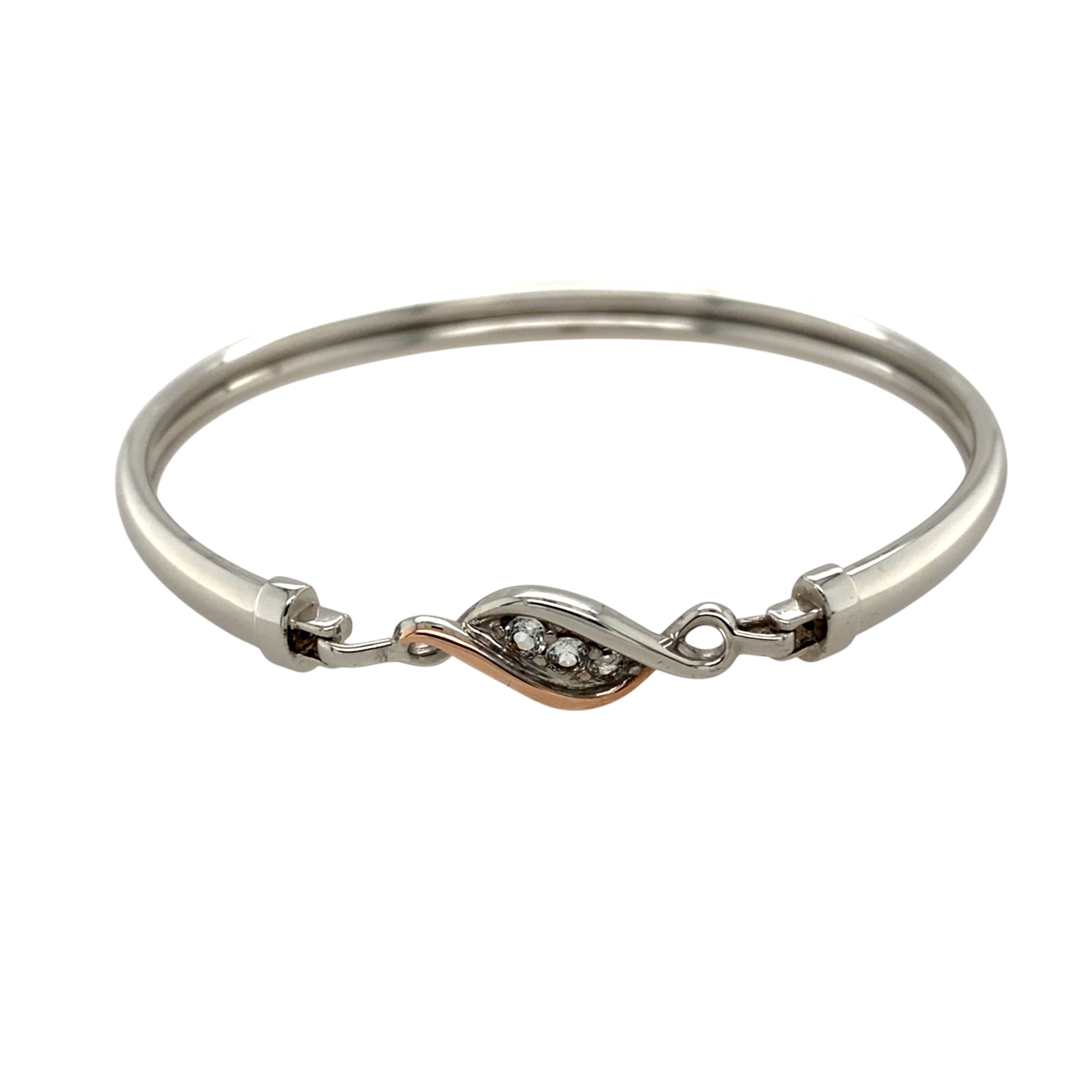 925 Silver & White Topaz Set Clogau Bangle