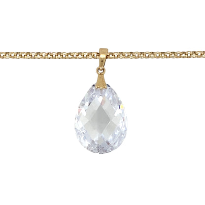 Add a touch of elegance and brilliance to your jewellery collection with this pre-owned 14ct gold & crystal set pendant on a 9ct gold 20" belcher chain necklace, featuring:

Design: A stunning crystal set pendant, exuding sophistication with its bold yet refined design.
Material: 14-carat gold pendant paired with a 9-carat gold belcher chain, creating a luxurious and durable piece.
Gemstone: Features a 19mm by 13mm crystal stone, adding eye-catching sparkle and elegance.
