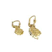 Load image into Gallery viewer, Add a touch of elegance and nature-inspired beauty to your jewellery collection with these pre-owned 14ct yellow gold filigree-style patterned leaf drop earrings, featuring:

Design: A delicate leaf drop design with intricate filigree-style detailing for a sophisticated look.
Material: Crafted in 14-carat yellow gold, offering a rich and timeless appeal.
Style: Lightweight and gracefully designed to create movement, enhancing their elegance.
Weight: A comfortable yet durable 2.20 grams, perfect for all-day 
