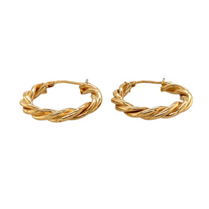 Add a touch of elegance to your jewellery collection with these pre-owned 9ct yellow gold twisted hoop Creole earrings, featuring:

Design: A classic Creole hoop style with a beautiful twisted design for added texture and shine.
Material: Crafted in 9-carat yellow gold, offering a warm and polished finish.
Style: A versatile and timeless accessory, perfect for both everyday wear and special occasions.
Weight: A well-balanced 2.50 grams, ensuring a comfortable and secure fit.
