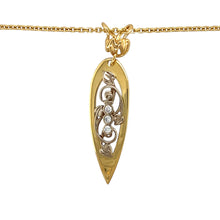 Load image into Gallery viewer, Add a touch of elegance and heritage to your jewellery collection with this pre-owned 18ct yellow and white gold &amp; diamond set Clogau Tree of Life teardrop pendant necklace, featuring:

Design: A stunning teardrop-shaped pendant showcasing the iconic Tree of Life motif, symbolising growth, strength, and connection.
Material: Crafted from luxurious 18-carat yellow and white Welsh gold, offering a refined and timeless appeal.

