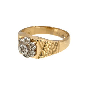 Add a touch of floral elegance to your jewellery collection with this pre-owned 9ct yellow and white gold & diamond set flower-style ring, featuring:

Design: A beautifully crafted flower-inspired setting, creating a delicate yet striking look.
Material: Crafted in 9-carat yellow and white gold, offering a sophisticated contrast and timeless appeal.
Gemstone Detail: Adorned with sparkling diamonds, enhancing the floral design with added brilliance.
