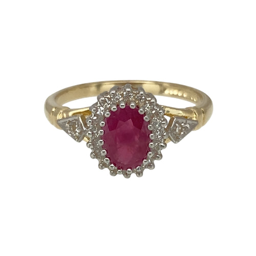 9ct Gold Diamond & Ruby Set Cluster Ring