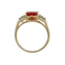 Load image into Gallery viewer, 9ct Gold Diamond &amp; Red Stone Set Ring
